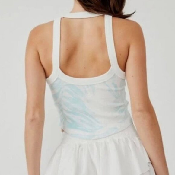 FP Movement by Free People Open Air Ribbed Cotton Tank-Turquoise Mint Combo NWOT - Picture 3 of 7
